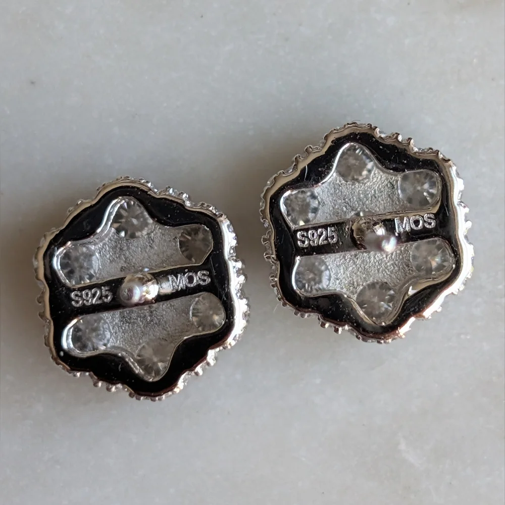 3ct Moissanite Flower Earrings In Sterling Silver 925 NWOT - Picture 5 of 11